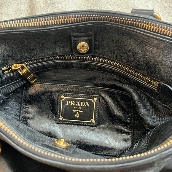 Prada Black Satchel Tote Authentic With Two Zippers - Picture 8 of 15